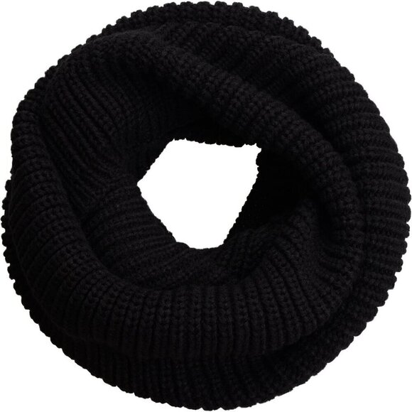 Accessories - Women's Black Thick Ribbed Knit Winter Infinity Circle Loop Scarf